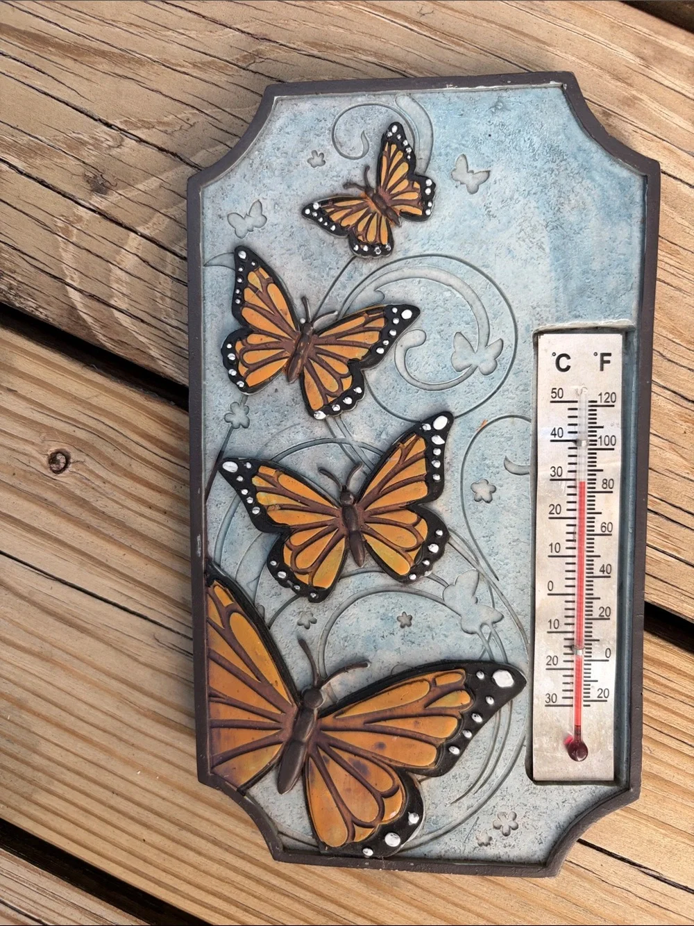 Butterfly Wall Thermometer - Orange Monarch Design